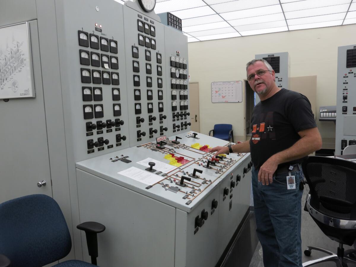 Donald Nash gives a tour inside of the Whitsett Intake Pumping Plant in December 2014