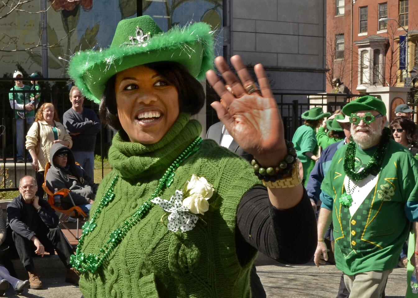 Mayor Stephanie Rawlings Blake at the St. Patrick's Day Parade on North Charles Street on Sunday.