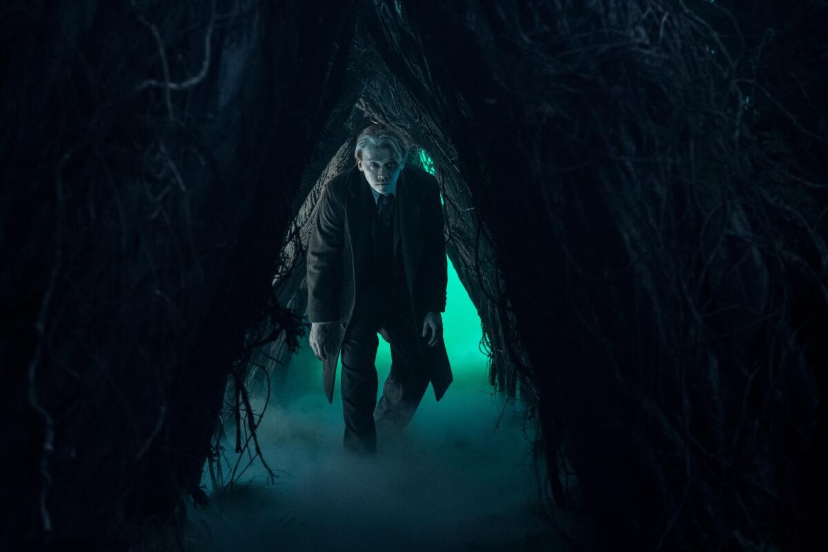  A man in Victorian dress enters a mysterious forest portal in "Guillermo del Toro's Cabinet of Curiosities"