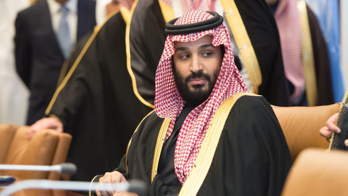 Prince Mohammed bin Salman, the crown prince of Saudi Arabia, attends a meeting at the United Nations.