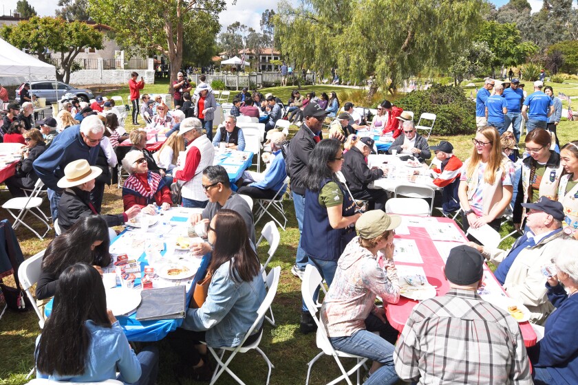 A large crowd attended the Rancho Bernardo Historical Society's 2019 Memorial Day pancake breakfast in Webb Park.