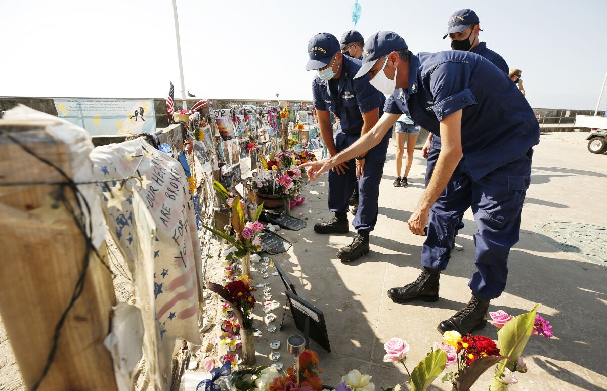 Memorial for the 34 people who died in the Conception Boat fire on Sept. 2, 2019