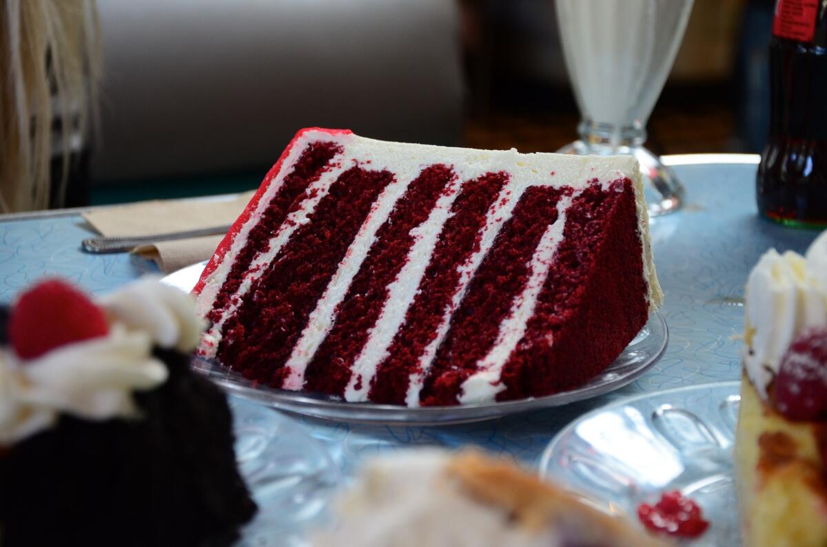 Red velvet cake is among the temptations at Rick's, whose menu offers 285 types of cake, pie, pastry, tart and other treats, to the people of Sacramento.