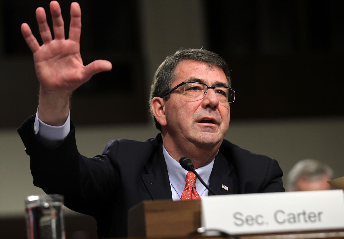 Ashton Carter testifies during a hearing before the Senate Armed Services Committee on May 19, 2011.