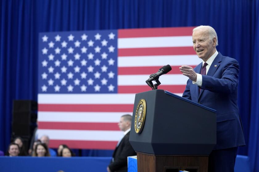 President Joe Biden delivers remarks on lowering prices for American families during an event at the YMCA Allard Center, Monday, March 11, 2024, in Goffstown, N.H. (AP Photo/Evan Vucci)