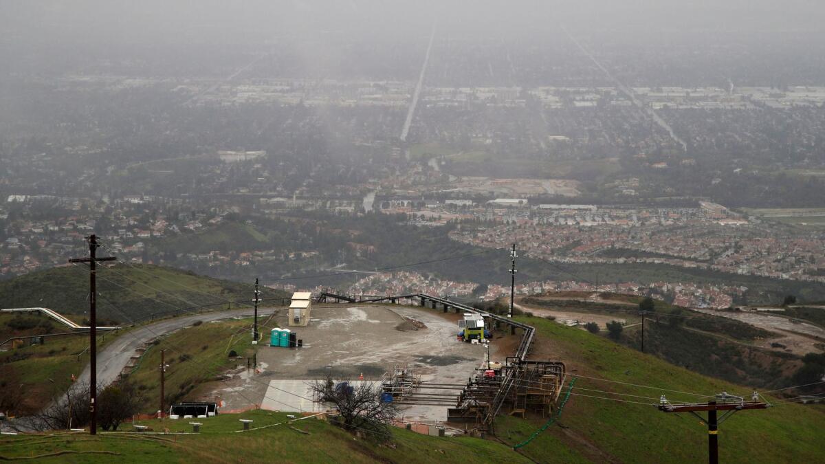 A tarp covers the well where a 2015 gas leak occurred at the Aliso Canyon storage facility near L.A.'s Porter Ranch neighborhood.