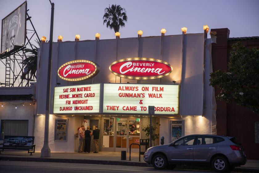 LOS ANGELES, CALIF. -- MONDAY, JULY 15, 2019: Exterior view of The New Beverly at 7165 Beverly Blvd, Los Angeles, July 15, 2019. (Allen J. Schaben / Los Angeles Times)