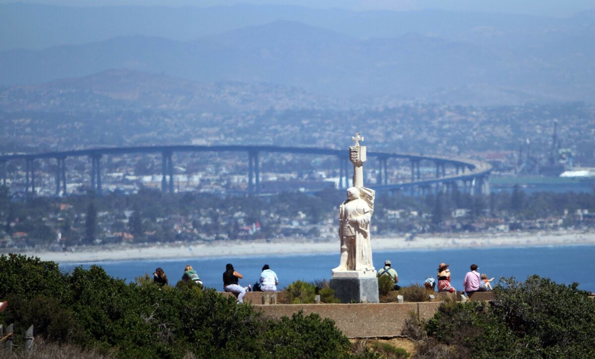 Few statues are as iconic for San Diego than the Cabrillo Statue at Cabrillo National Monument on Point Loma. The limestone statue by sculptor Alvaro de Bree celebrates the Sept. 28, 1542 arrival on of Juan Rodriguez Cabrillo at San Diego Bay.