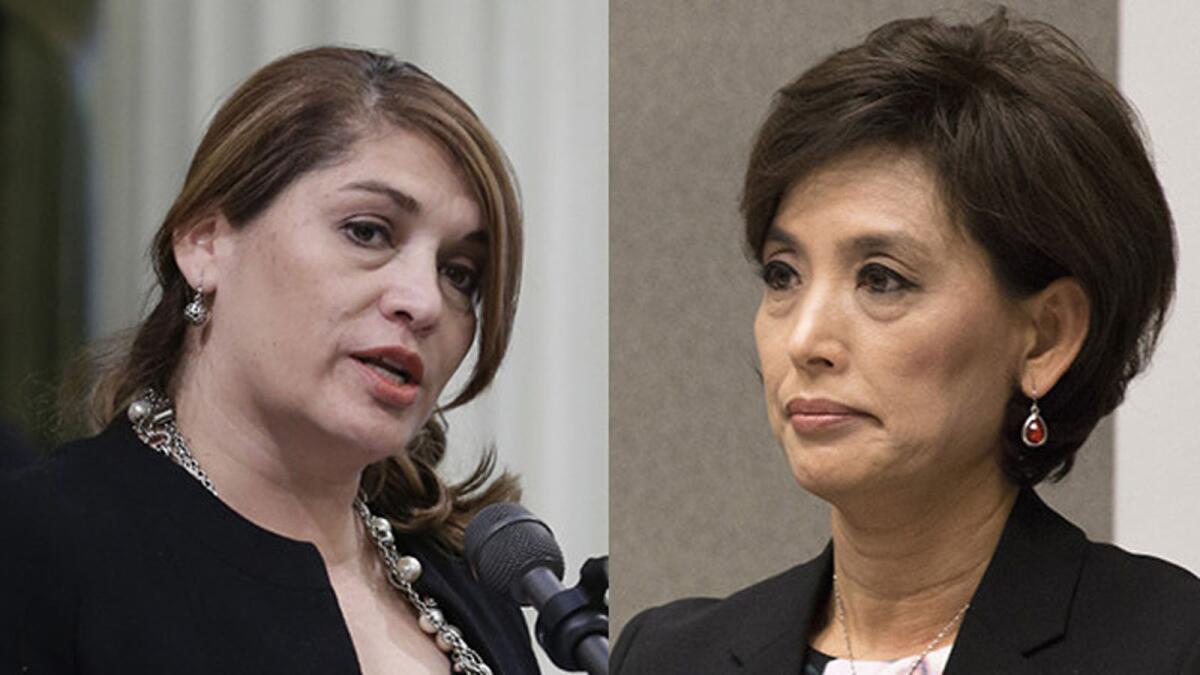 Democrat Sharon Quirk-Silva, left, is trying to win back her state Assembly seat from Young Kim (R-Fullerton).