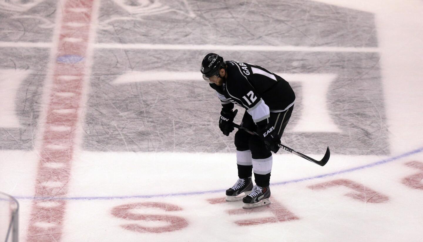 Kings right wing Marian Gaborik skates off the ice after a 4-3 loss to the Chicago Blackhawks in Game 6 on Friday night at Staples Center.