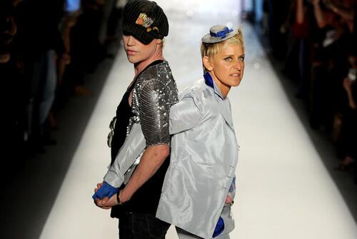 DeGeneres and Rich tag-team for a great runway show.