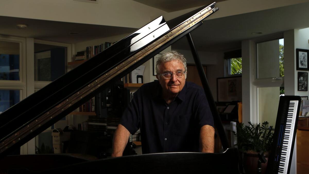 Veteran singer-songwriter-composer Randy Newman, photographed at his home studio in Pacific Palisades in 2017, will perform songs spanning his 50-year career on Sunday, Aug. 12, at the Hollywood Bowl.