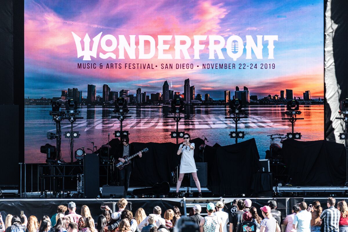 A crowd gathers for a daytime concert at the inaugural WonderFront Festival in San Diego in 2019.