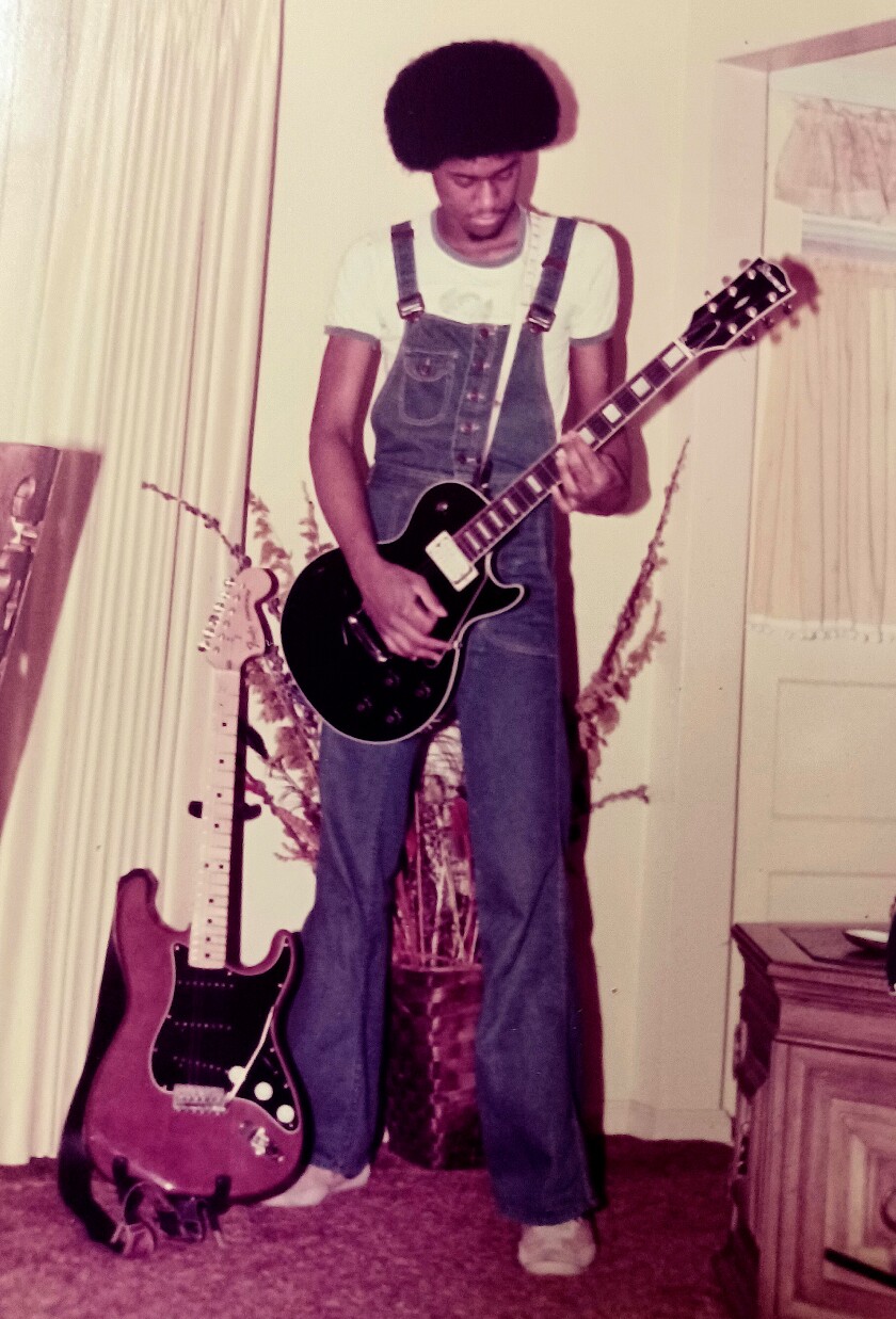 The writer Bruce Britt, circa 1976, learning to shred white rock in Gary, Ind.