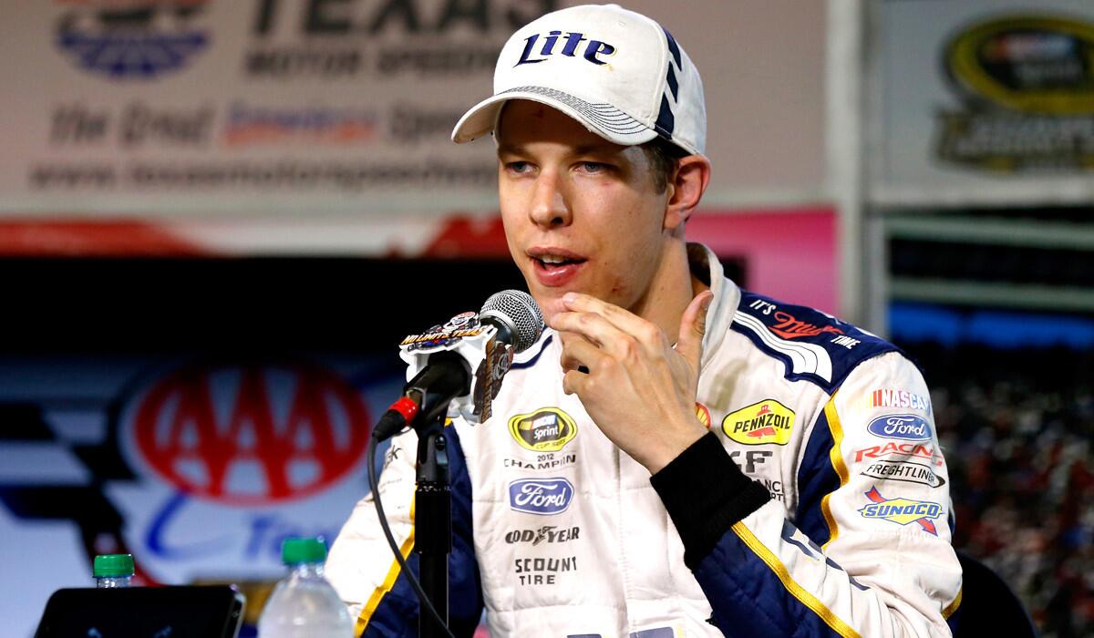 Brad Keselowski addresses the media after the end of fight-filled drama at Texas Motor Speedway last weekend.