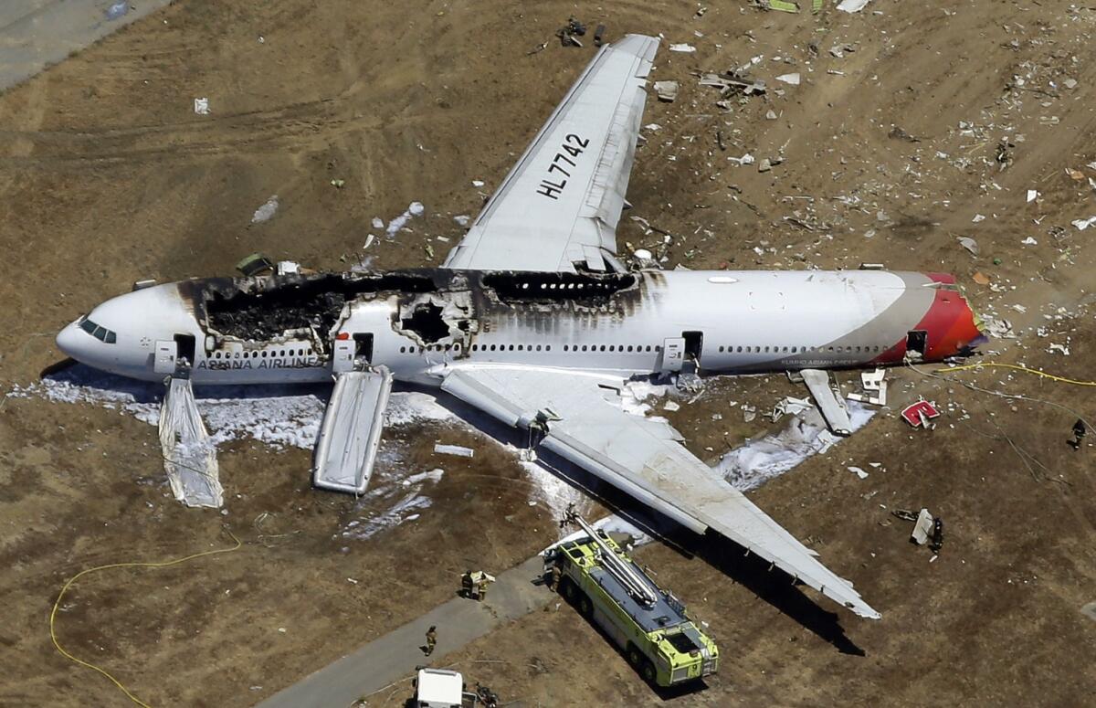 In this July 6, 2013, aerial file photo, the wreckage of Asiana Flight 214 lies on the ground after it crashed at San Francisco International Airport. The Boeing 777 has one of the best safety records in aviation history.