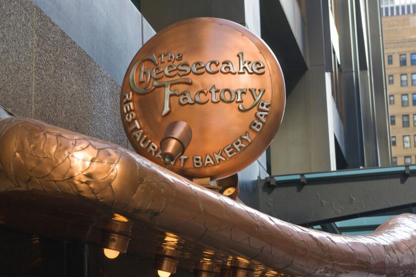 CHICAGO, IL - MARCH 29: The entrance to the Cheesecake Factory restaurant in the John Hancock Center off Michigan Avenue is seen on March 29, 2012 in Chicago, Illinois. Chicago's unusually moderate winter and spring weather has been a boost to the local tourism economy. (Photo by George Rose/Getty Images) ORG XMIT: 136357083
