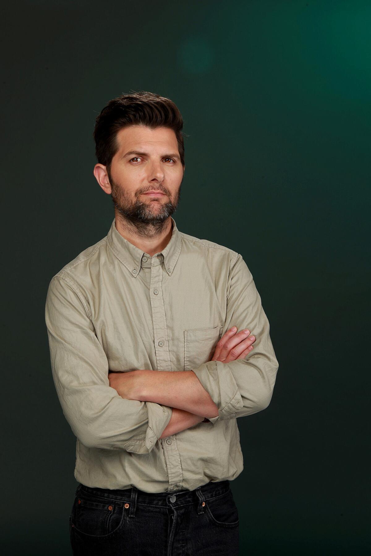 Adam Scott appeared in a CBS All Access The Twilight Zone episode called "Nightmare at 30,000 Feet." The title of the episode, is a riff on one of the original show's more famous episodes, "Nightmare at 20,000 Feet."