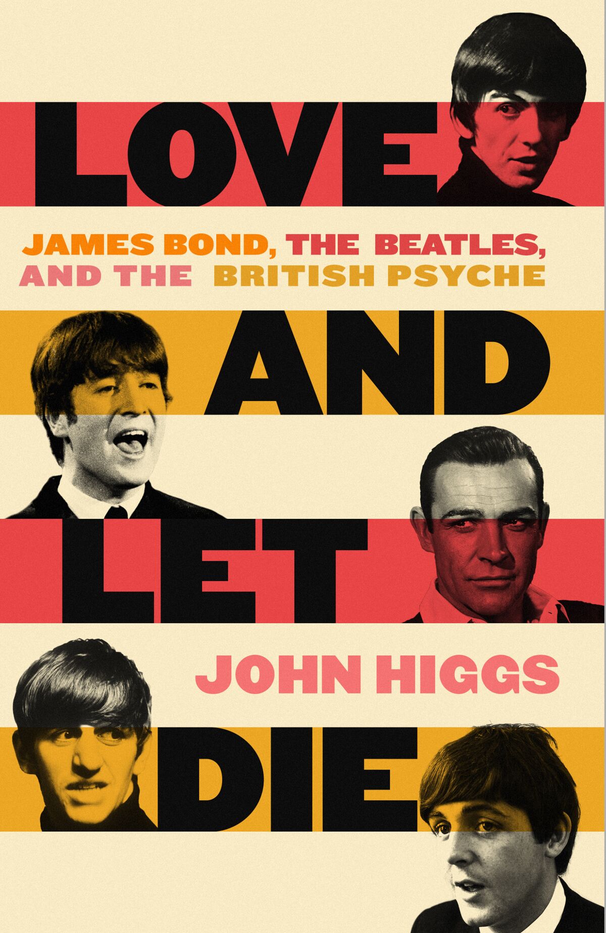 The book's cover juxtaposes photos of the four Beatles with Sean Connery's James Bond.