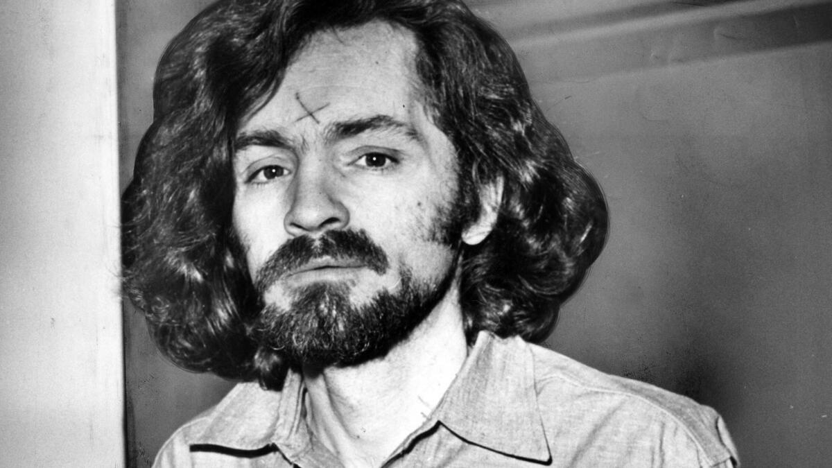 Charles Manson is seen going to court in 1970.