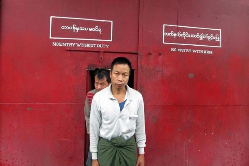 A political prisoner is released Tuesday from Kalay prison in Myanmar's northern Sagaing division.