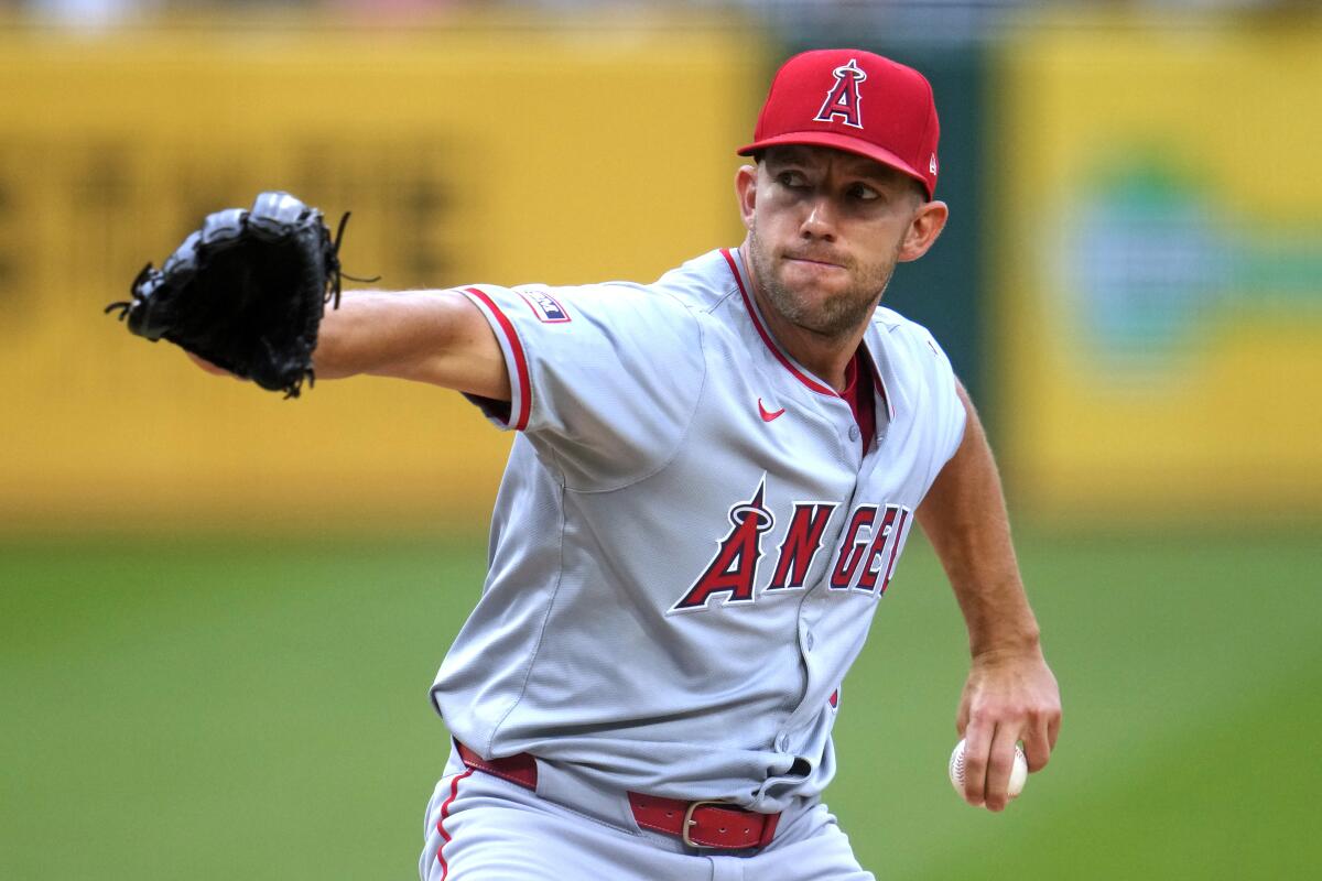 Angels starting pitcher Tyler Anderson delivers during the first inning of a 4-1 loss to the Pittsburgh Pirates on Monday.