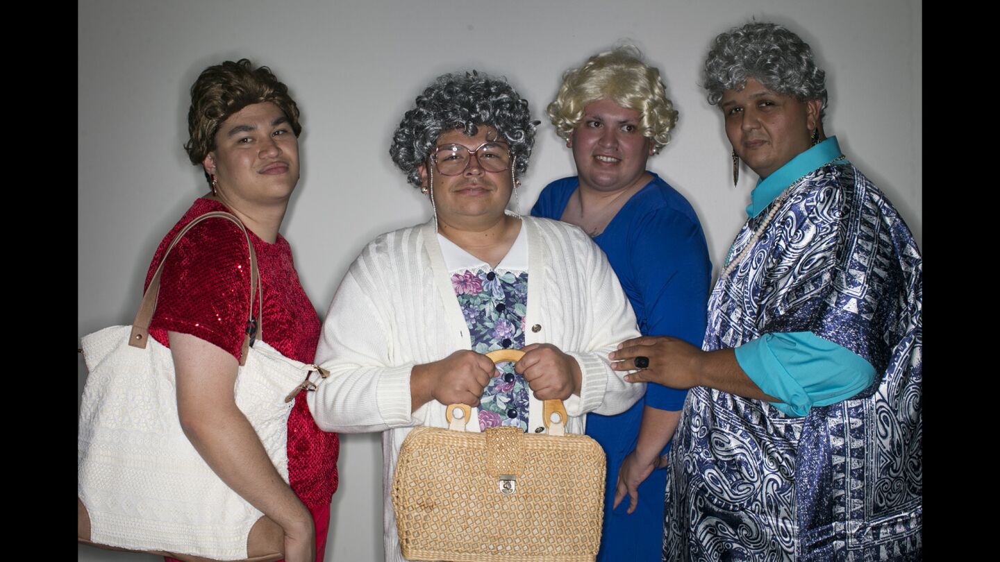 The Goldern Girls are, from left, Jaime Tojos as Blanche, Carlos Velarde as Sophia, Frankie Obregon as Rose and John Niets as Dorothy at Comic-Con International 2016.
