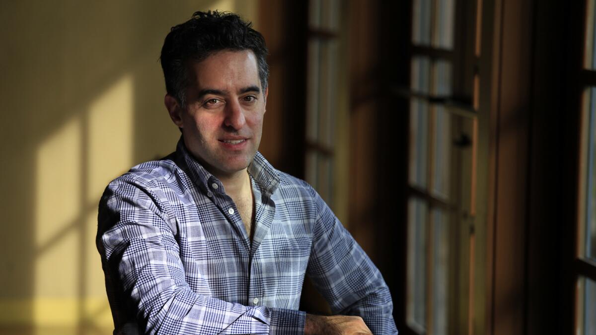 Novelist Nathan Englander at the Old Globe Theater complex in San Diego, where his play "The Twenty Seventh Man" is in production.