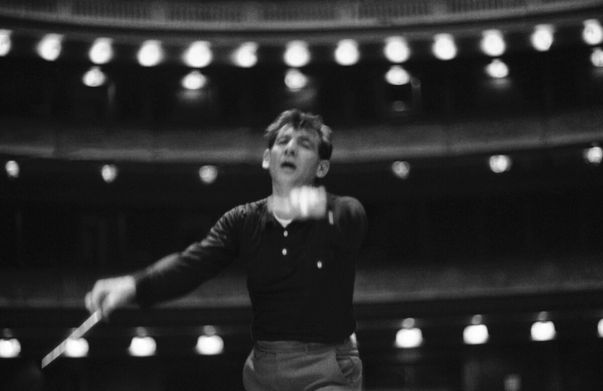 Leonard Bernstein, during rehearsal with the New York Philharmonic Symphony Orchestra, at Carnegie Hall, Dec. 31, 1957. 