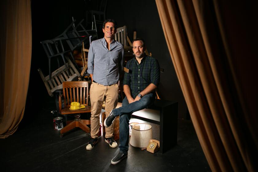 Johnny Clark (artistic director of VS. Theatre Company) (left) and Tim Wright (Circle X Theatre Co.) 