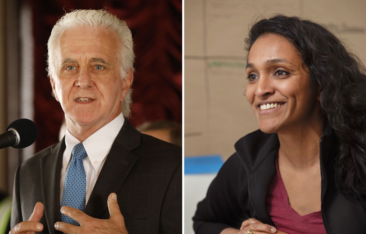 L.A. City Council members Paul Krekorian and Nithya Raman.
