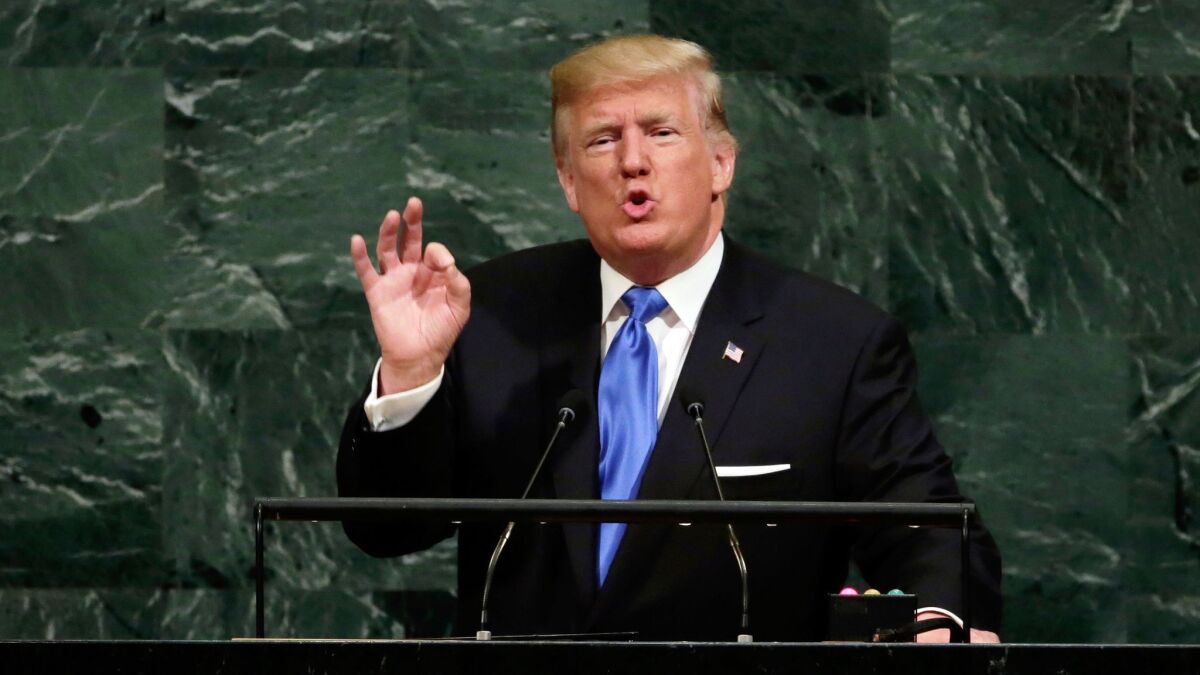 President Trump addresses the United Nations General Assembly on Tuesday.