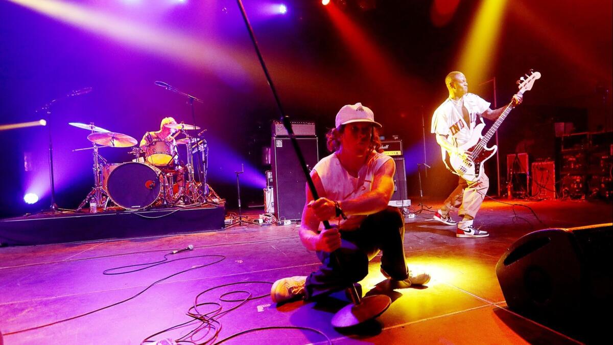 Brendan Yates fronts Turnstile, an American hardcore punk band from Baltimore, at Coachella on April 12