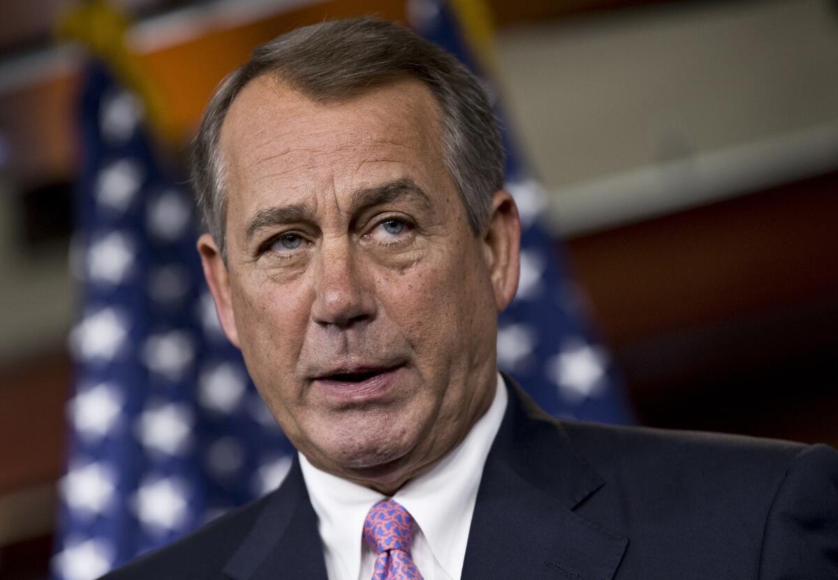 House Speaker John A. Boehner of Ohio speaks during a news conference on Capitol Hill.