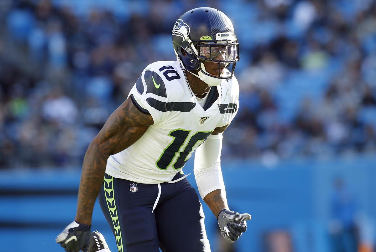 Seattle Seahawks wide receiver Josh Gordon lines up against the Carolina Panthers on Sunday.