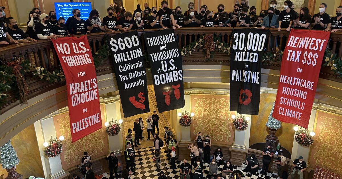 California Assembly shut down by protest calling for Israeli cease-fire