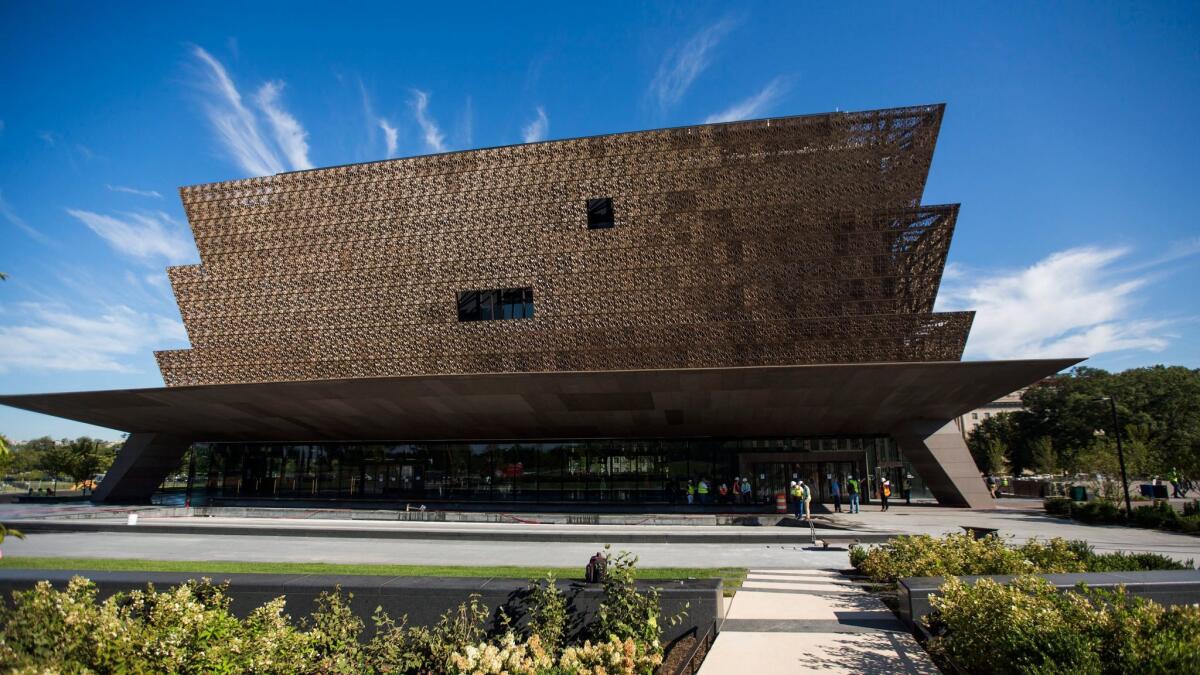 A view of the National Museum of African American History and Culture.