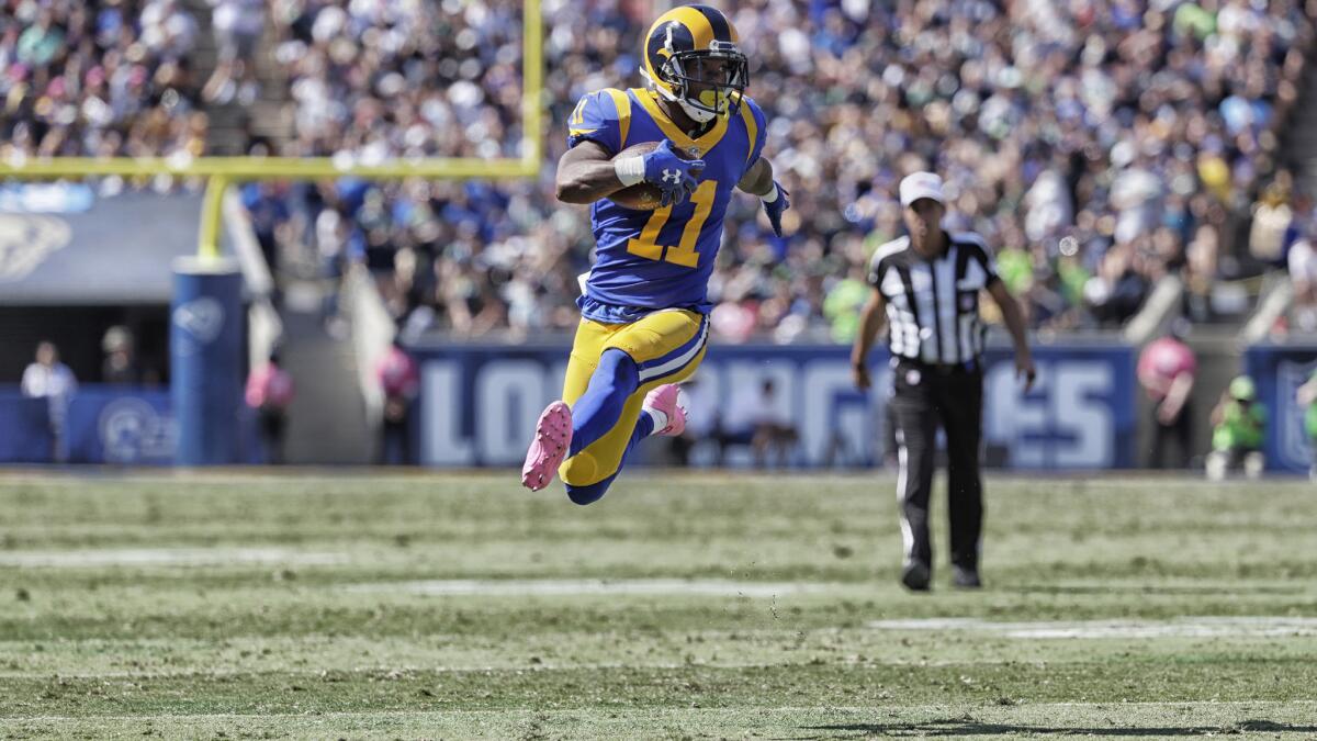 Tavon Austin scored the Rams' only touchdown against the Seahawks on Sunday but he muffed two punts, losing one.