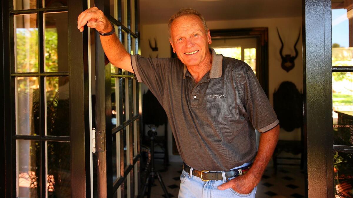 Tab Hunter stands at the front door of his house in Montecito in 2007.