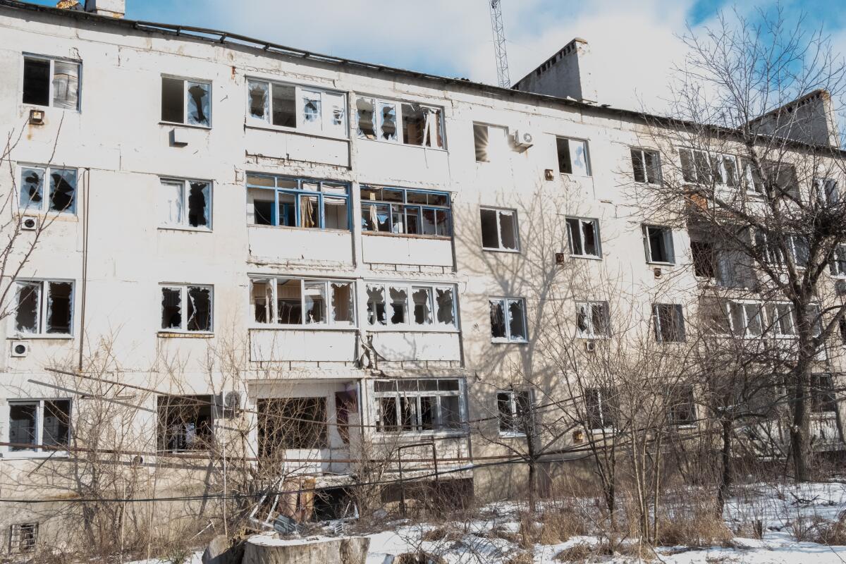 A building with broken windows.