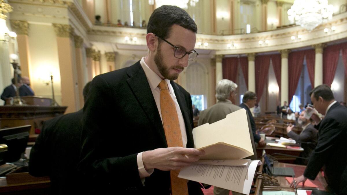 State Sen. Scott Wiener (D-San Francisco), whose net neutrality bill was challenged Tuesday by representatives of big internet service providers.