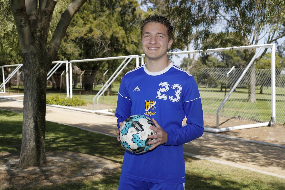Sebastian Rus, a junior forward, finished with 16 goals and eight assists for Fountain Valley this season.