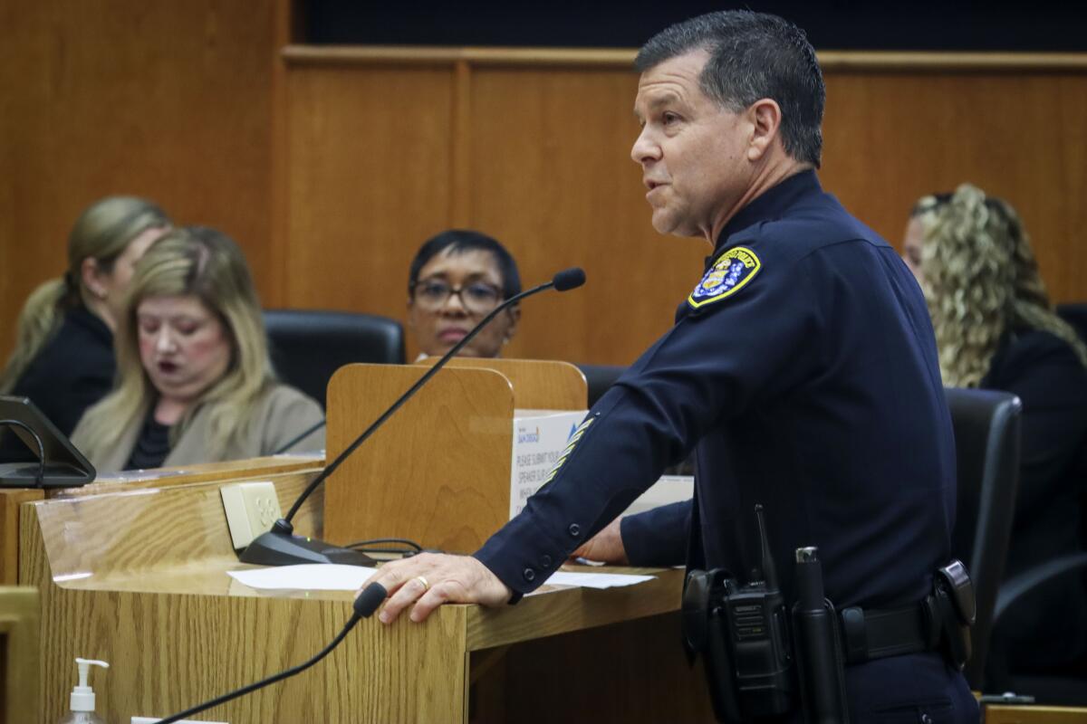 Deputy Police Chief Scott Wahl addresses San Diego City Council