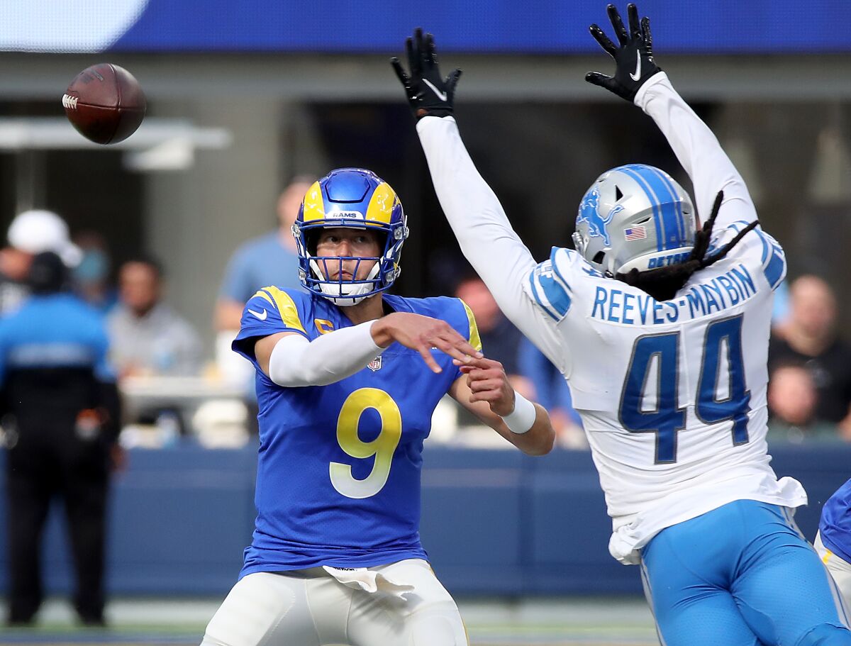 L.A. Rams hold off upset bid by Jared Goff and Detroit Lions - Los ...