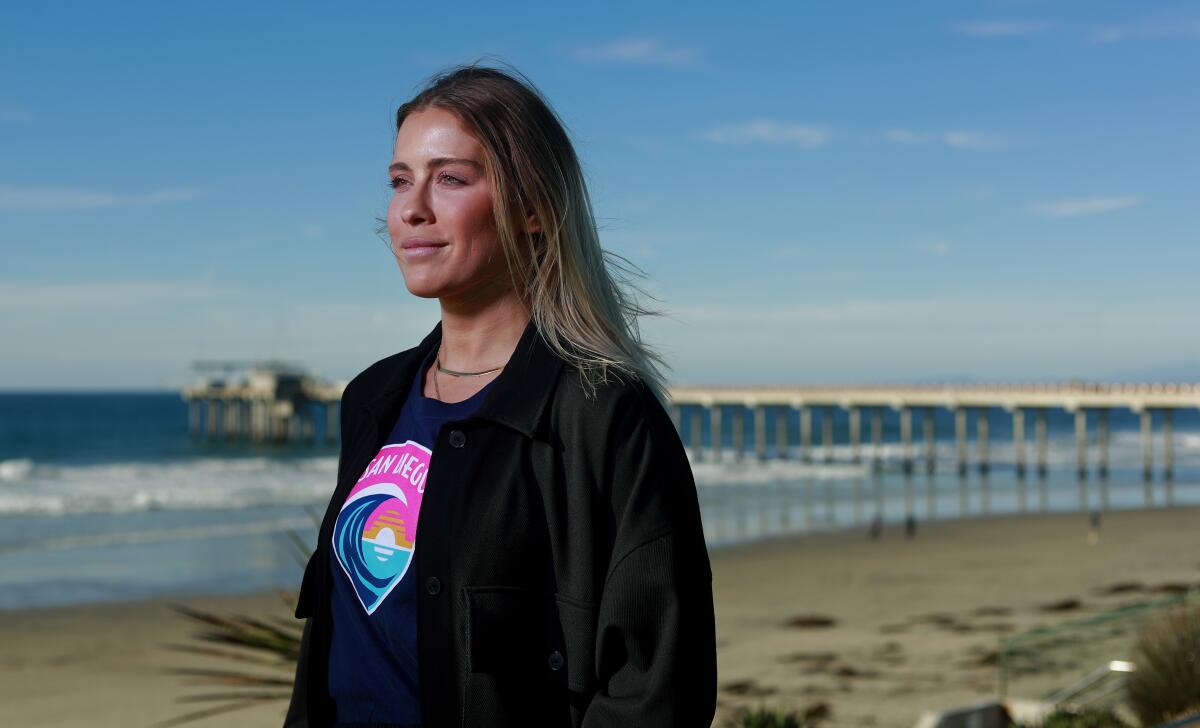 San Diego Wave FC defender Abby Dahlkemper, shown in December near Scripps Memorial Pier.