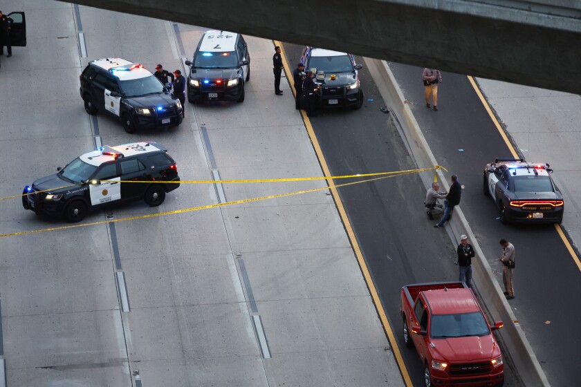 Law enforcement investigate I-8 scene of shooting of CHP Officer Tony Pacheco