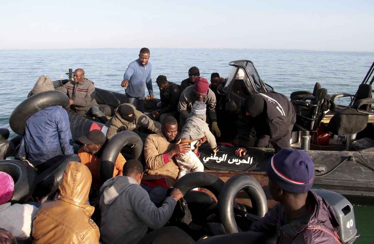 Migrants at sea being stopped by Tunisian authorities