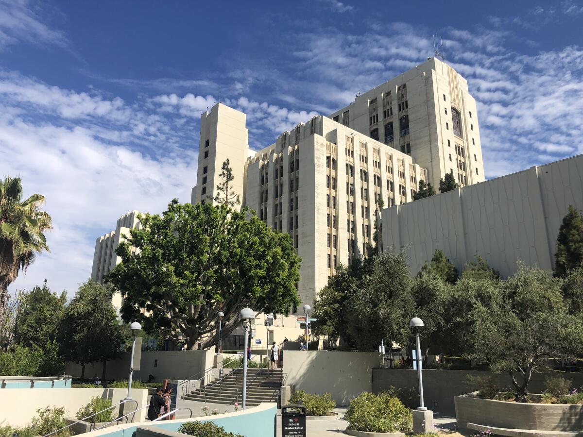 A view of the 1933 Art Deco building that once housed L.A. County General Hospital