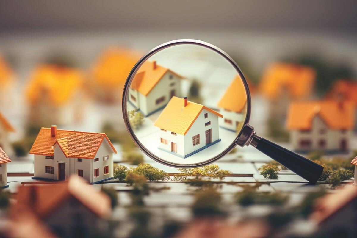 A magnifying glass focused on a house