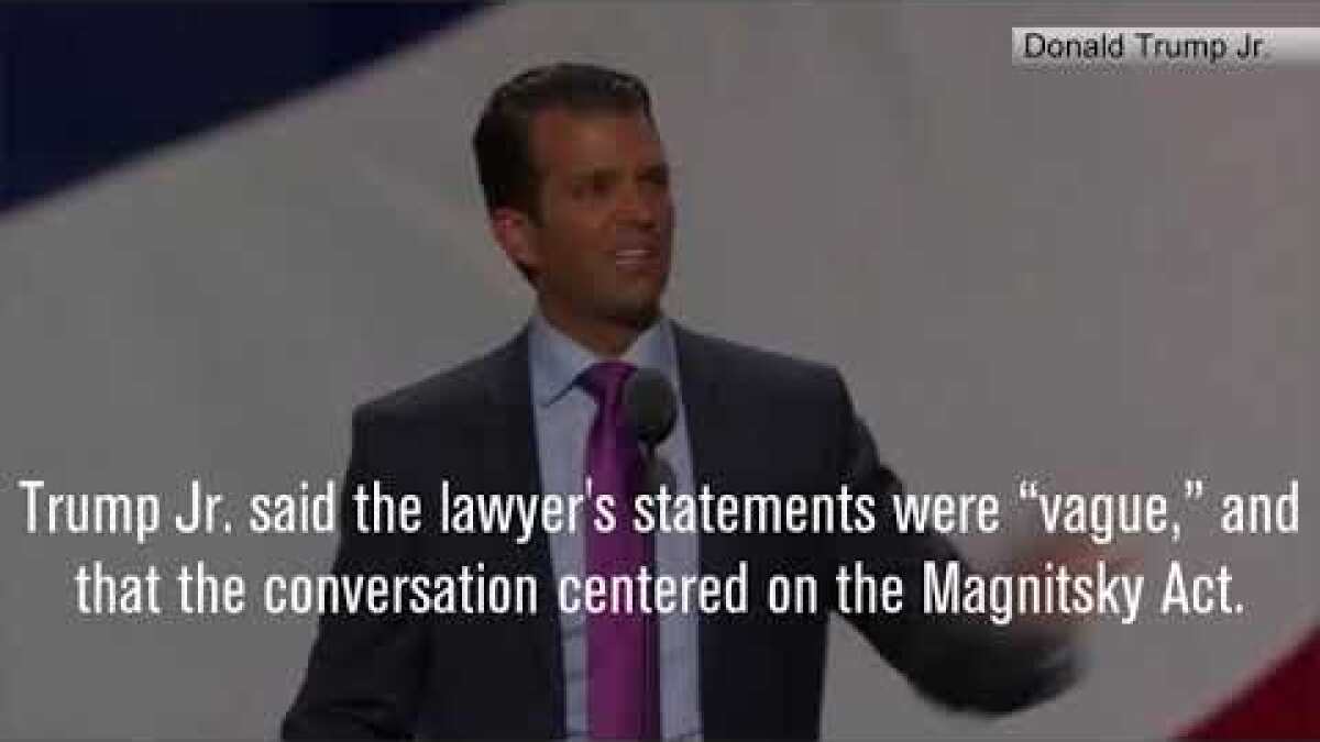 Donald Trump Jr Emails Reveal Knowledge Of Russian Government Offer To Aid Father S Campaign Los Angeles Times